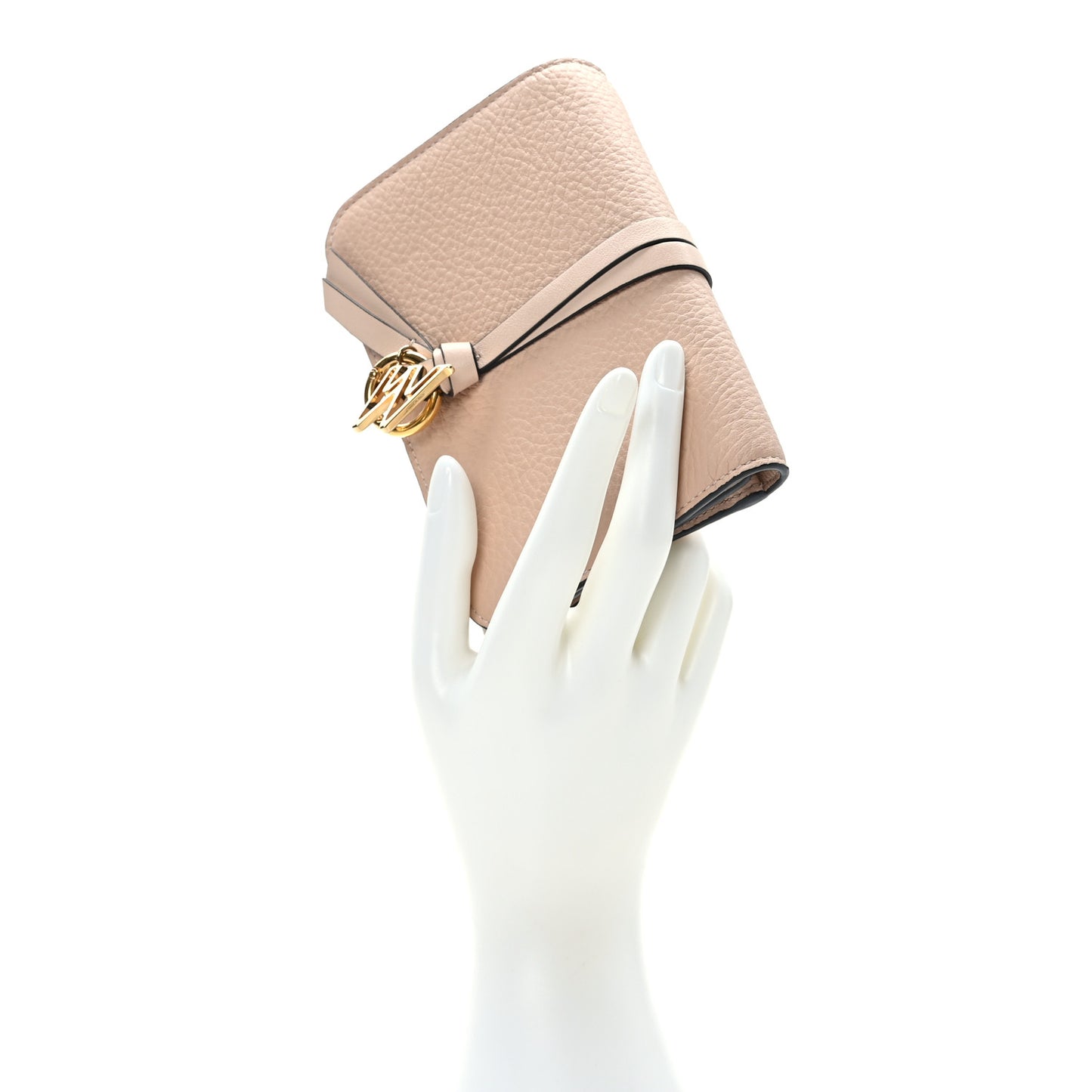 Calfskin Alphabet Compact Wallet Blush Nude