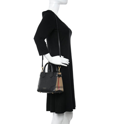 Burberry Grainy Calfskin House Check Baby Brogue Banner Tote Black 2 of 18