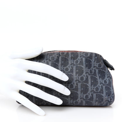 Christian Dior Denim Monogram Flight Trotter Cosmetic Pouch Blue 2 of 10