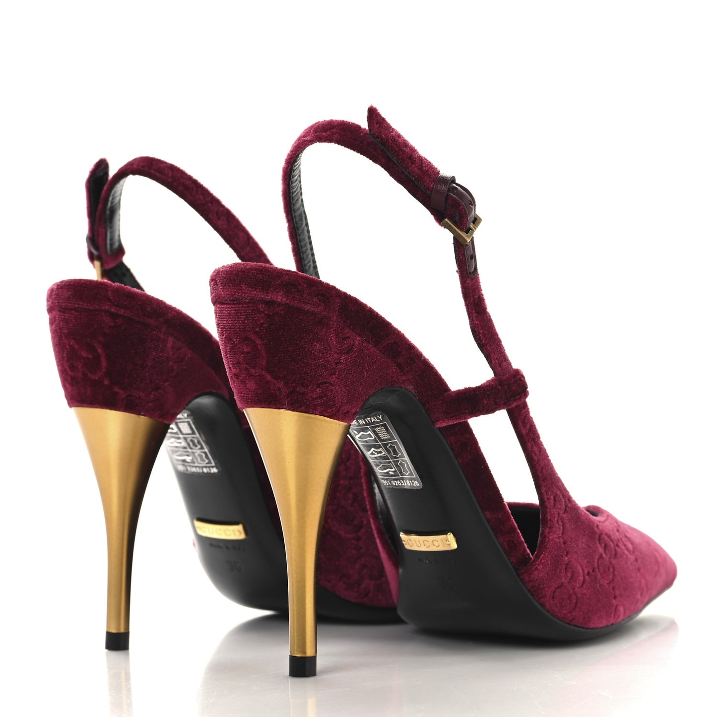 Velvet GG Monogram Slingback 115mm Pumps 36 Red Grape