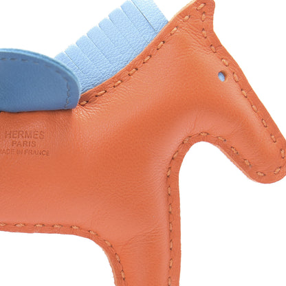 Hermes Milo Lambskin Grigri Rodeo Horse Bag Charm PM Feu Celeste Bleu Izmir 3 of 4