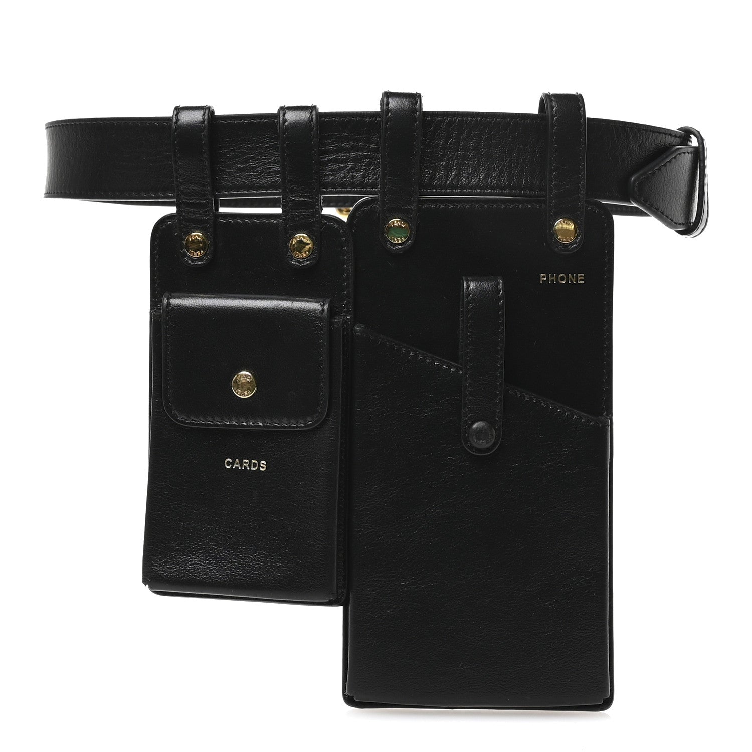 Fendi Vitello Glacier Utility Belt Pouch Black 1 of 11