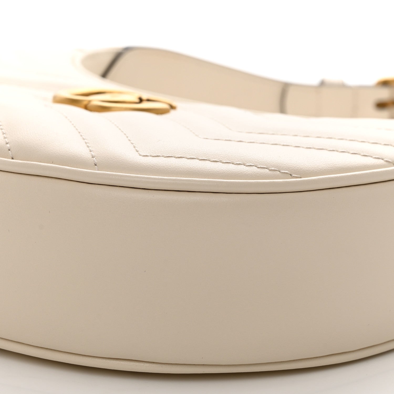 Gucci Calfskin Matelasse Chevron Mini GG Marmont Half Moon Hobo Mystic White 10 of 13