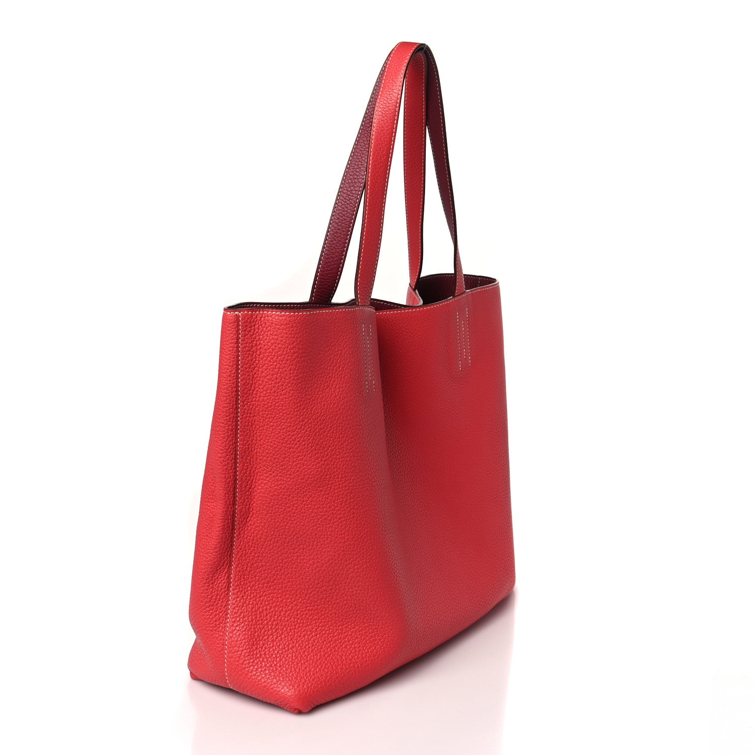 Hermes Taurillon Clemence Double Sens 36 Reversible Tote Rubis Bougainvillea 3 of 13