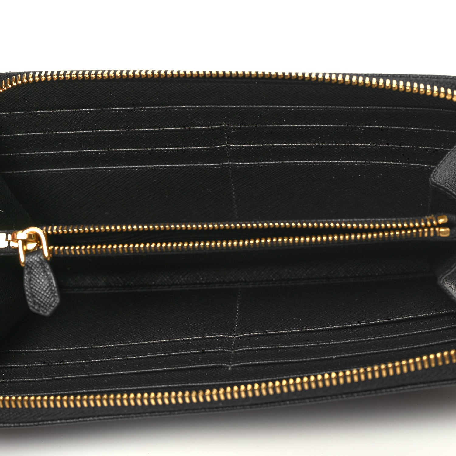 Prada Saffiano Triangle Zip Around Wallet Black 5 of 8