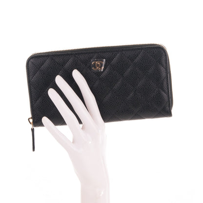 Chanel Caviar Quilted Large Gusset Zip Around Wallet Black 2 of 8