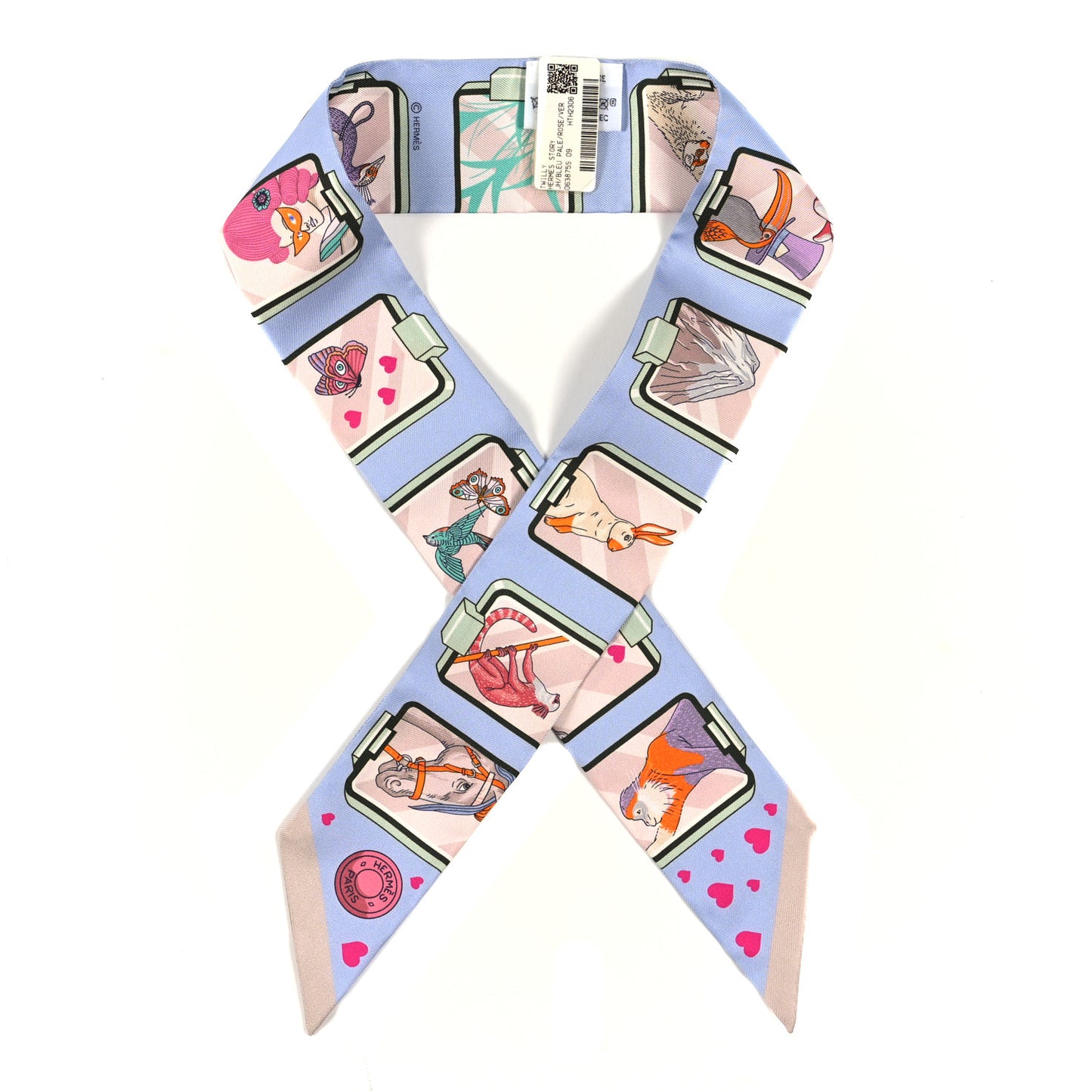 Silk Story Twilly Blue Pale Rose Vert