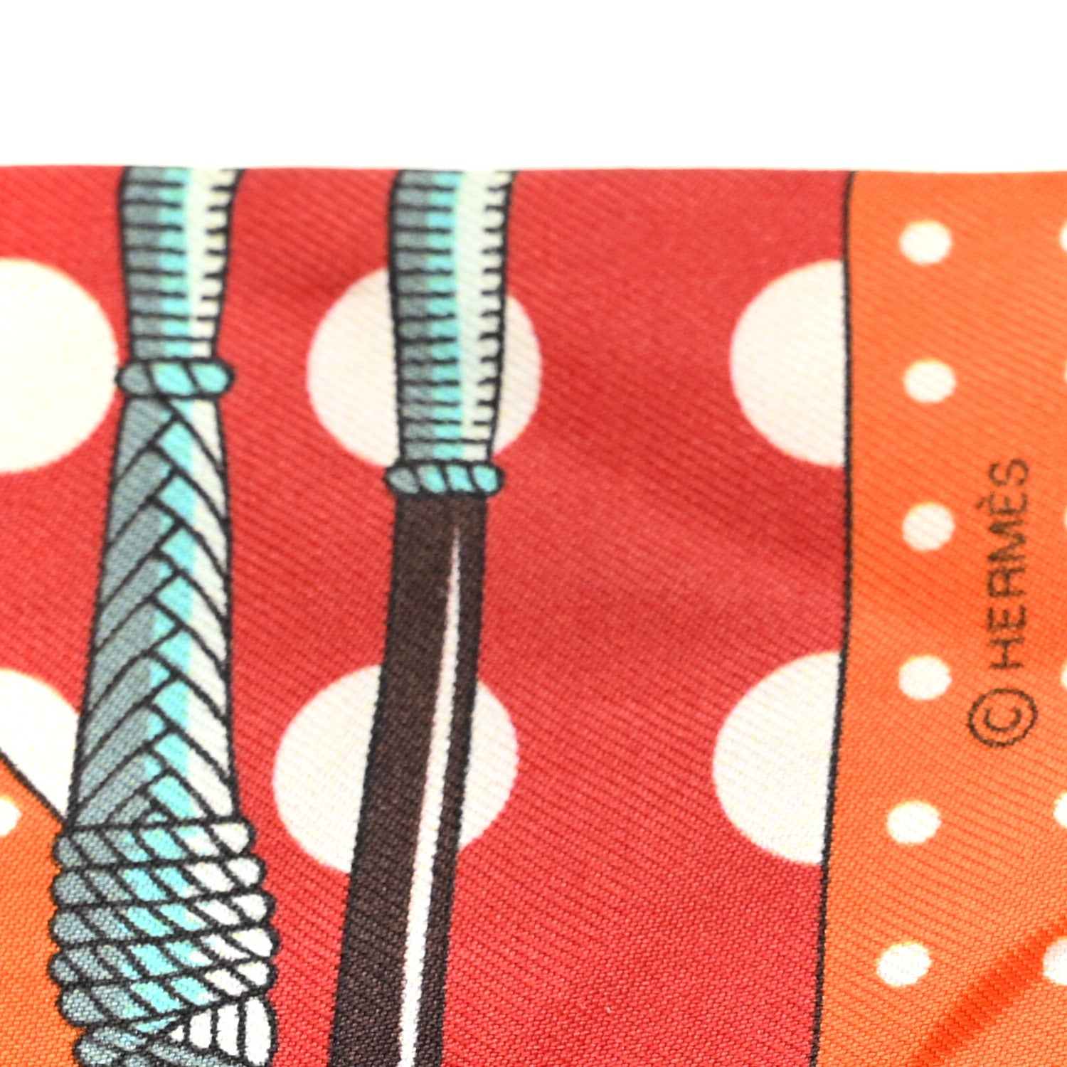 Hermes Silk Clic Clac a Pois Twilly Red Veil De Gris Orange 4 of 4