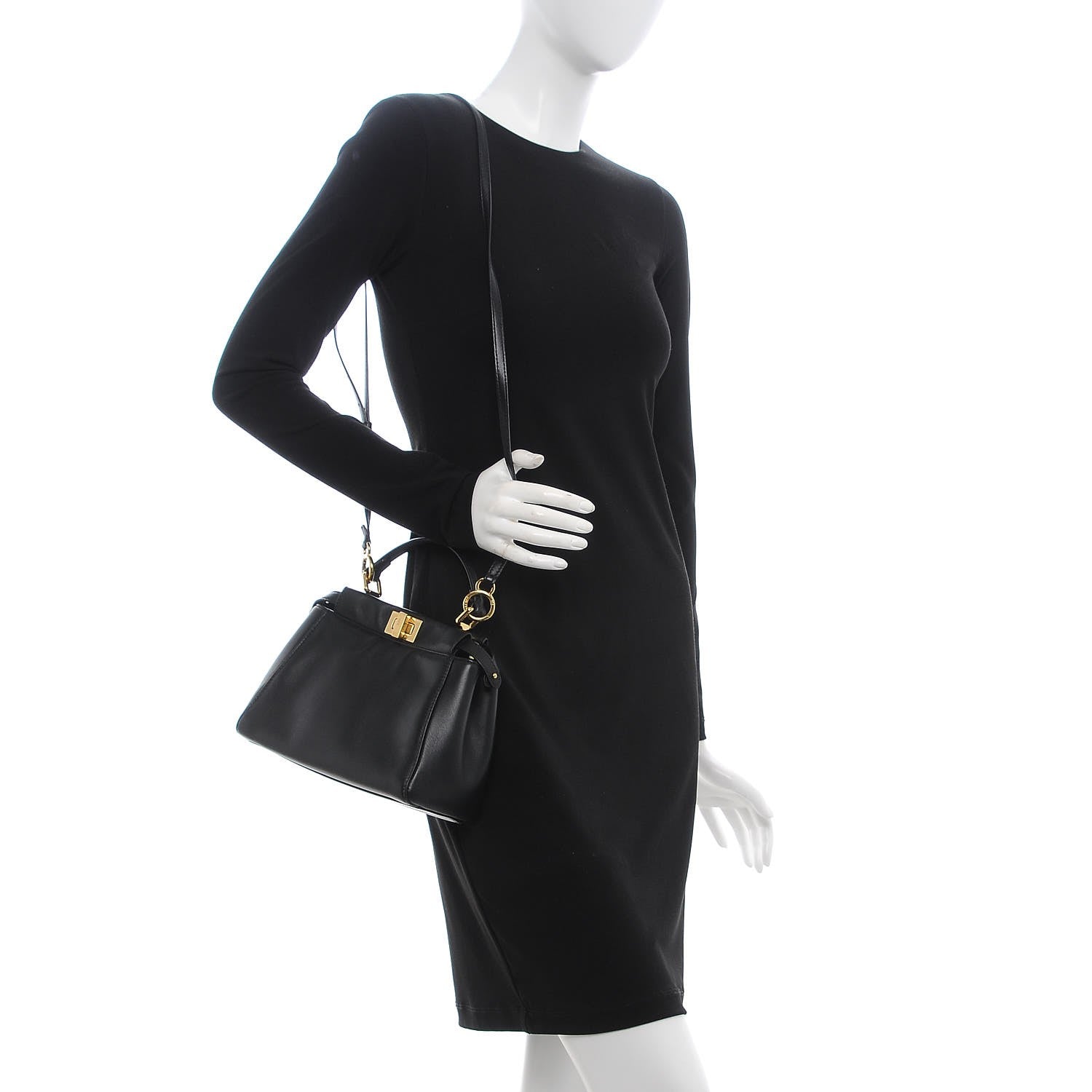 Fendi Nappa Mini Peekaboo Iconic Satchel Black 2 of 8