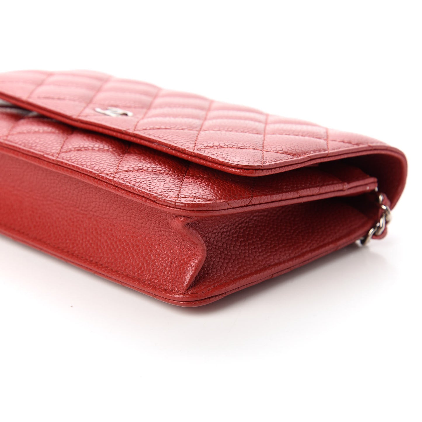 Caviar Quilted Wallet On Chain WOC Dark Red