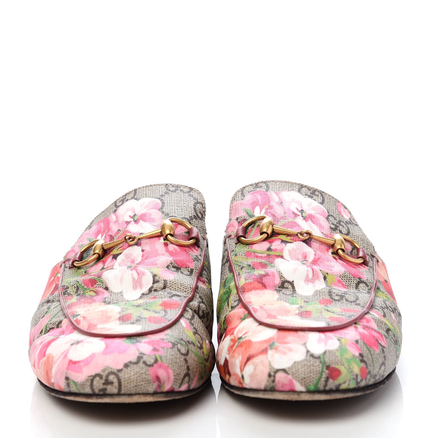 Gucci GG Supreme Monogram Blooms Womens Princetown Slippers 39.5 Beige Multicolor Dry Rose 2 of 9