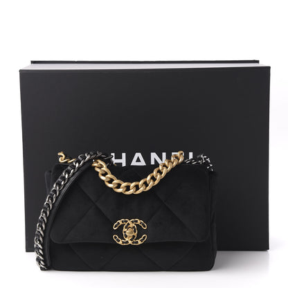 Chanel Velvet Quilted Medium 19 Flap Black 11 of 11