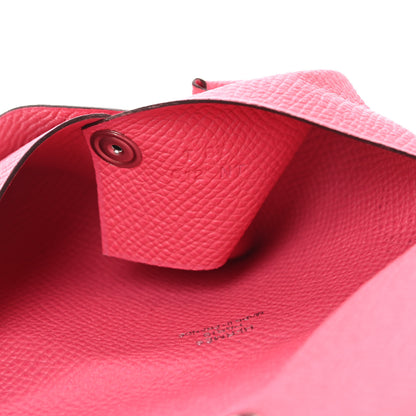 Hermes Epsom Calvi Card Case Rose Azalee 7 of 9