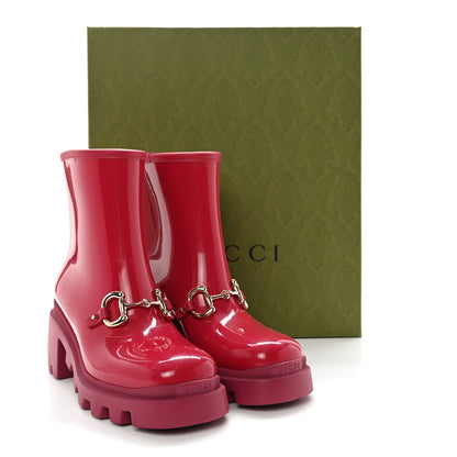 Gucci Rubber Womens Horsebit Ankle Boots 38 Petunia 11 of 11
