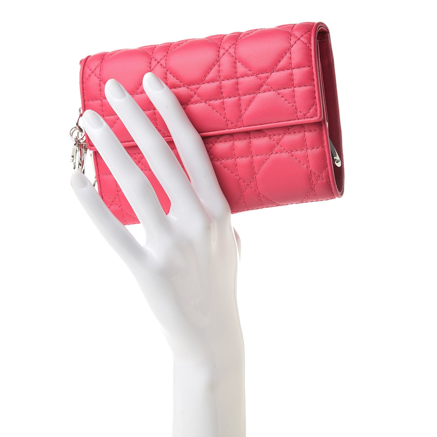 Christian Dior Lambskin Cannage Lady Dior Explorateur Wallet Fuchsia 2 of 9