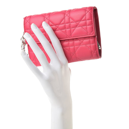 Christian Dior Lambskin Cannage Lady Dior Explorateur Wallet Fuchsia 2 of 9