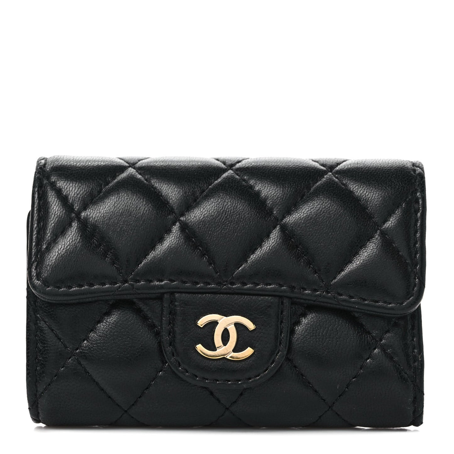 Lambskin Quilted 4 Key Holder Black