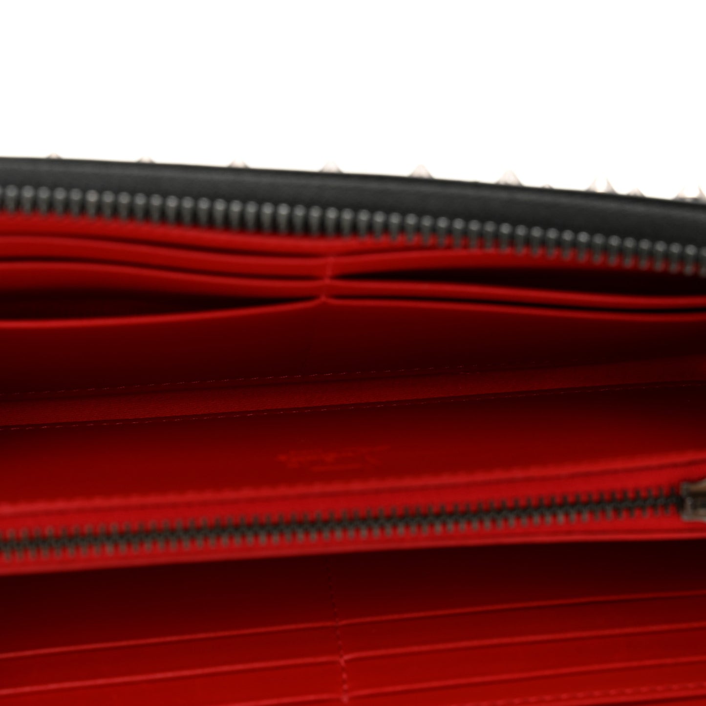 Calfskin Panettone Spiked Zip Around Wallet Black