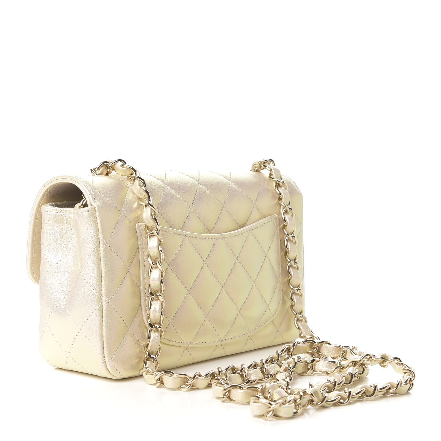 Chanel Iridescent Lambskin Quilted Mini Rectangular Flap Ivory 2 of 9