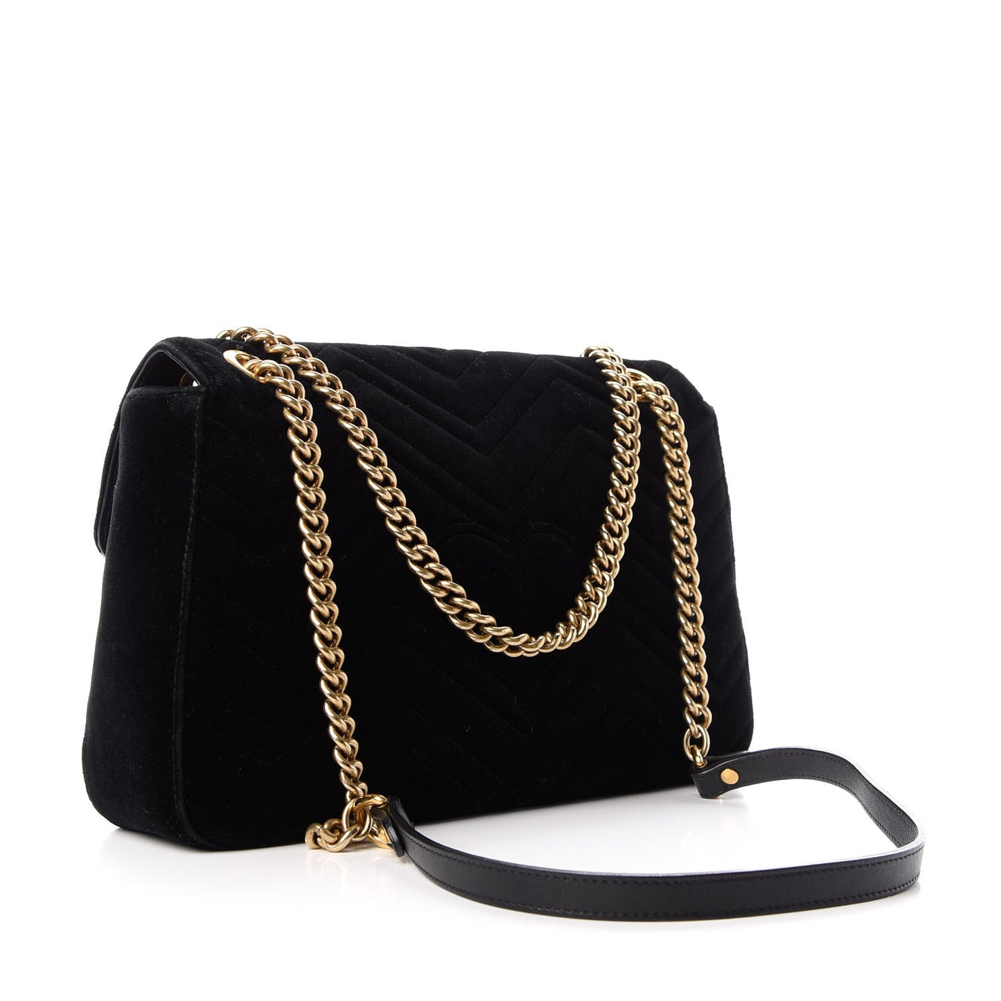 Velvet Matelasse Medium GG Marmont Shoulder Bag Black