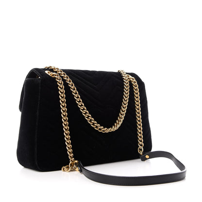 Gucci Velvet Matelasse Medium GG Marmont Shoulder Bag Black 3 of 9