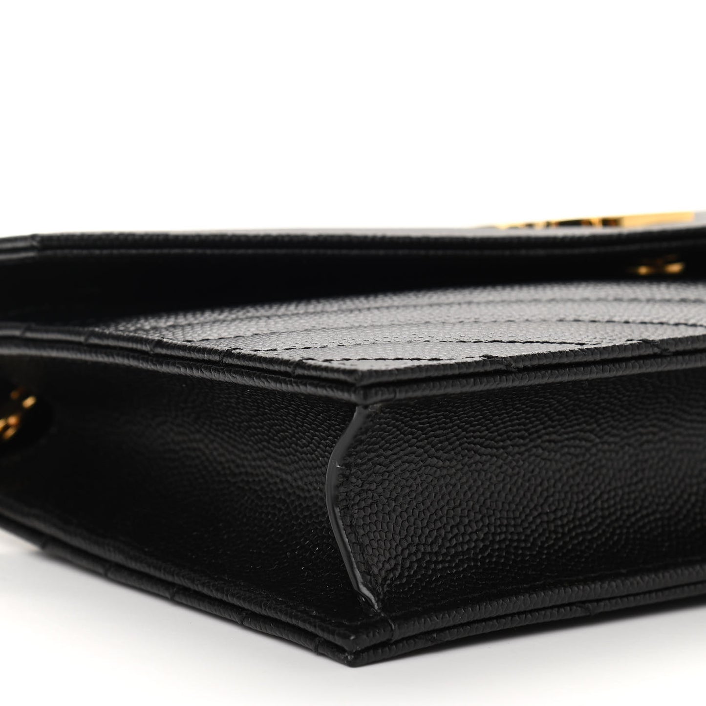 Grain De Poudre Matelasse Chevron Monogram Envelope Chain Wallet Black