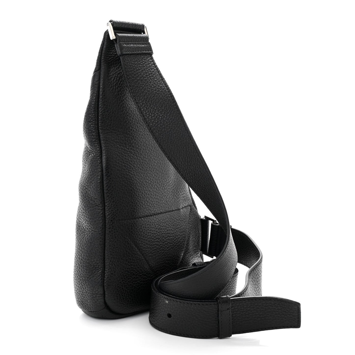 Vitello Daino Logo Embossed Cross Sling Backpack Black