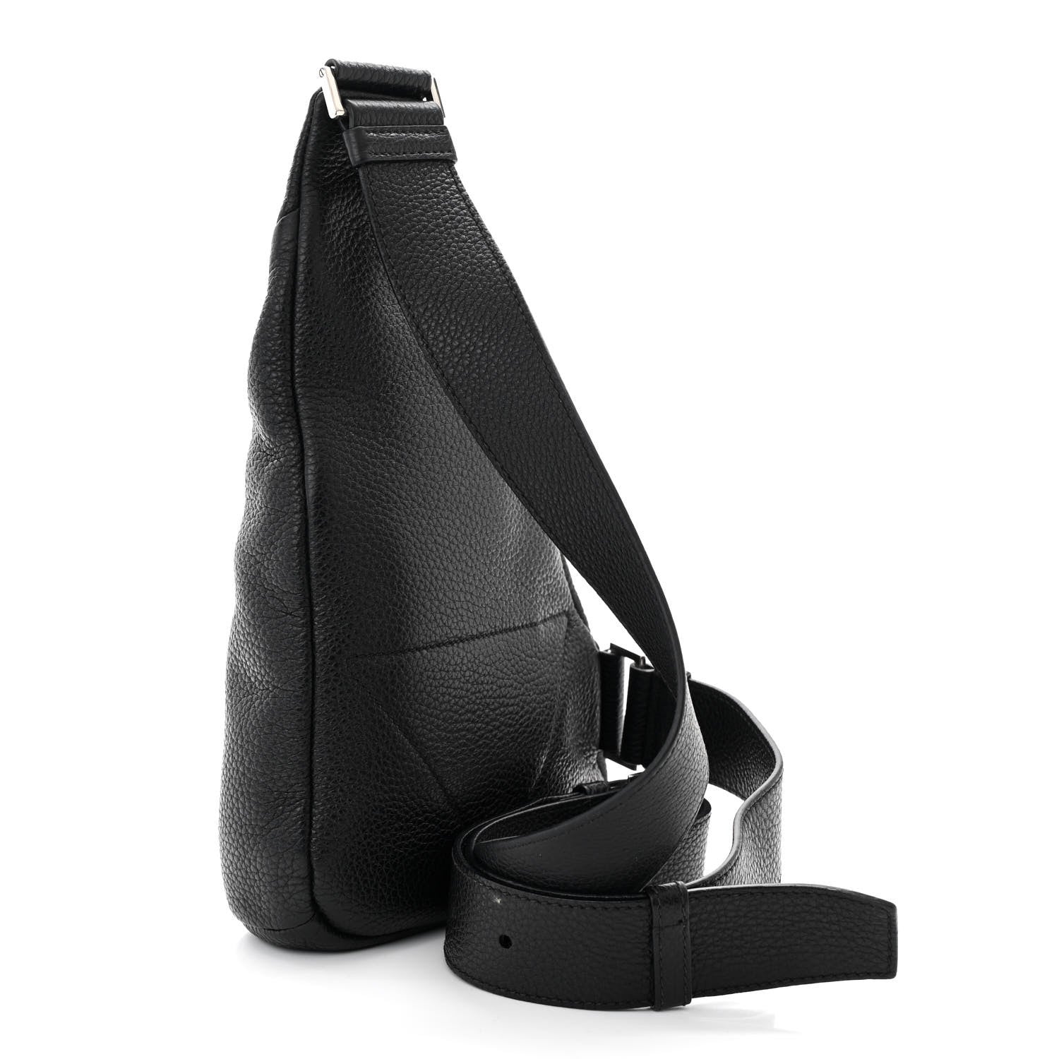 Prada Vitello Daino Logo Embossed Cross Sling Backpack Black 3 of 11
