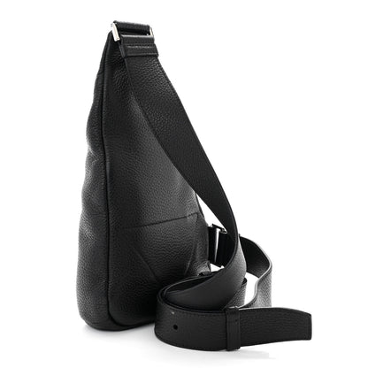 Prada Vitello Daino Logo Embossed Cross Sling Backpack Black 3 of 11