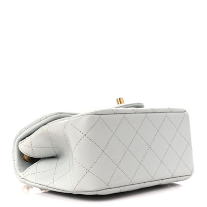 Chanel Lambskin Quilted Mini Sweet Camellia Flap Light Blue 4 of 11