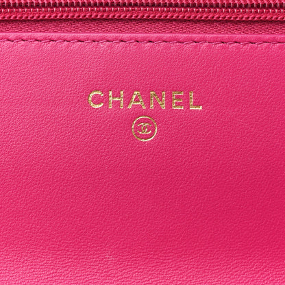 Chanel Lambskin Quilted Studded CC Wallet On Chain WOC Dark Pink 6 of 12