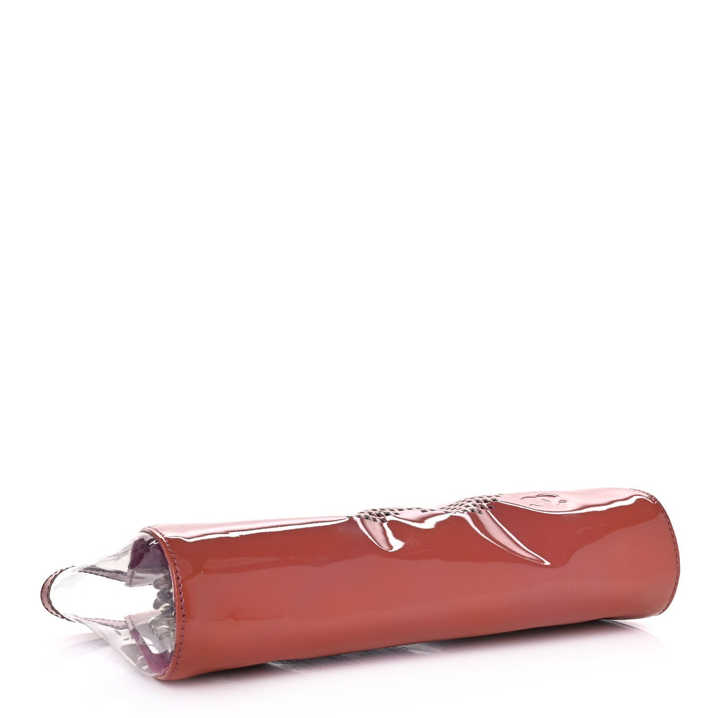 PVC Patent Calfskin Perforated CC Clutch Pink