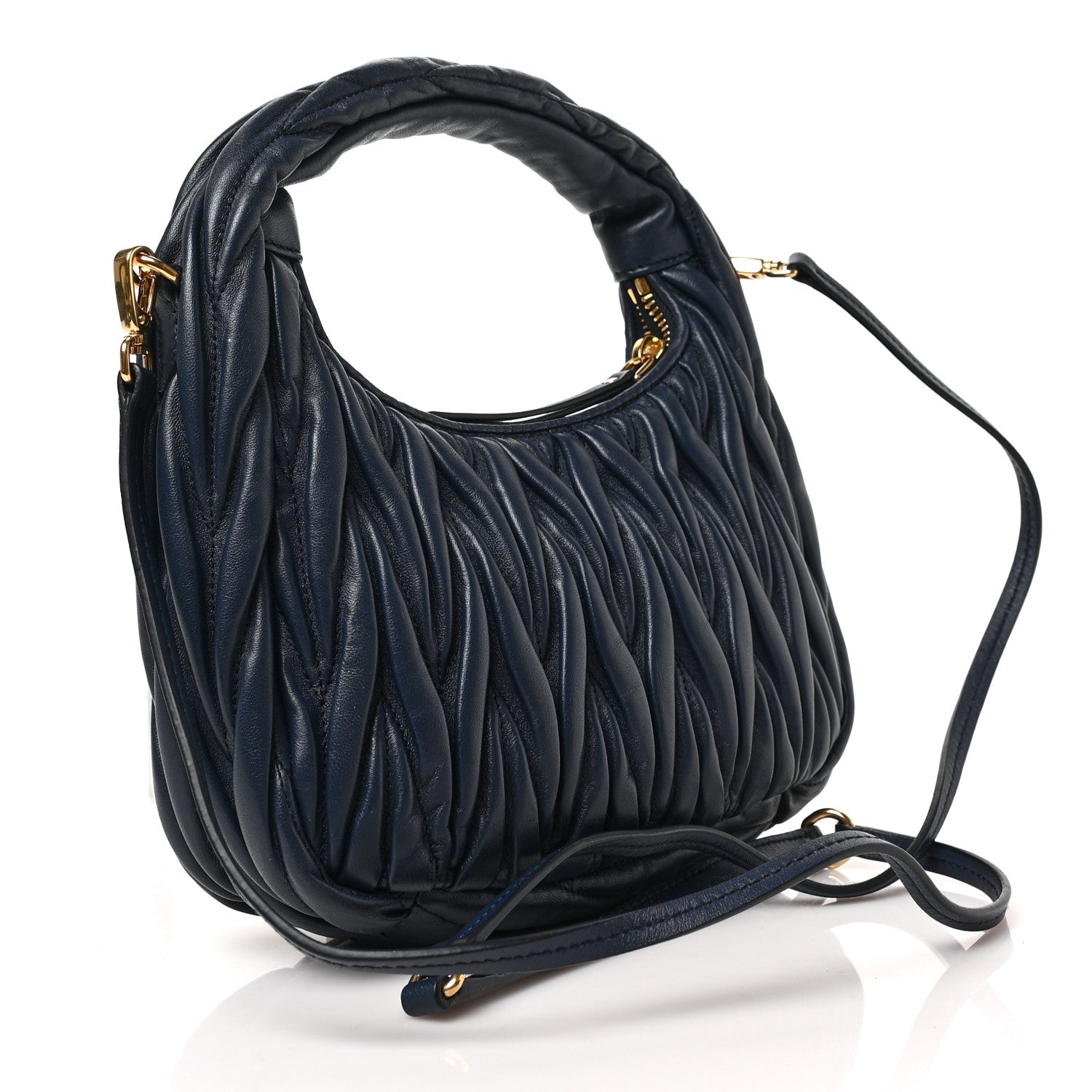 Miu Miu Nappa Matelasse Small Wander Hobo Baltico 3 of 8