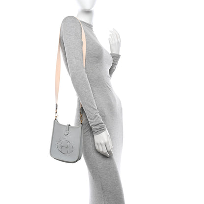 Hermes Taurillon Clemence Amazone Evelyne TPM Bleu Pale Nata 2 of 11