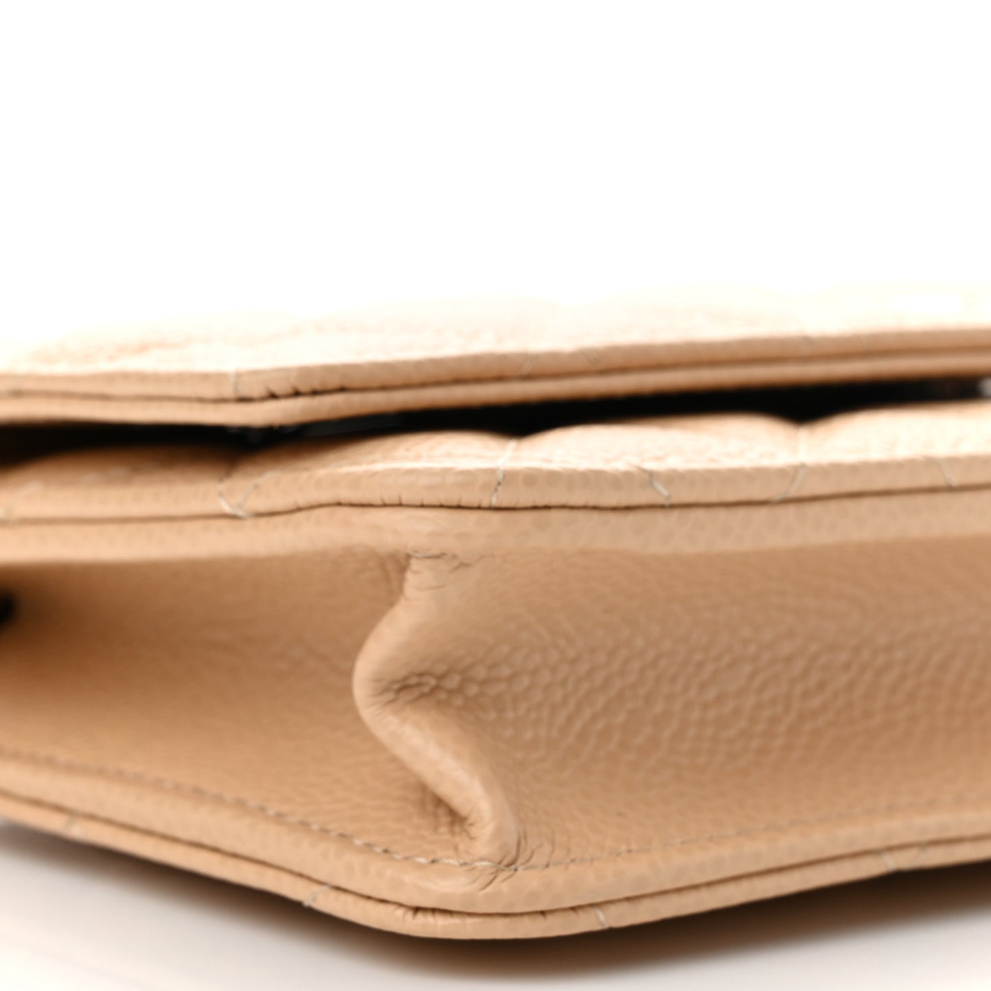Caviar Quilted Wallet On Chain WOC Beige
