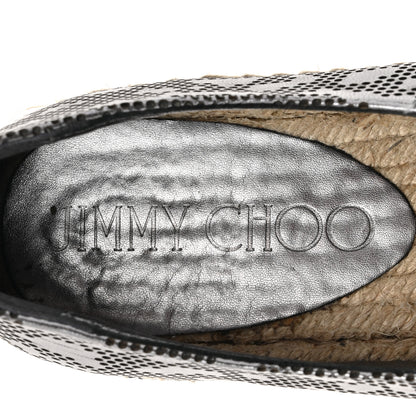 Jimmy Choo Calfskin Perforated Espadrilles Sneakers 37.5 Silver 7 of 10