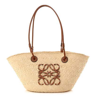 Loewe Calfskin Raffia Small Anagram Basket Tote Bag Natural Tan 1 of 9