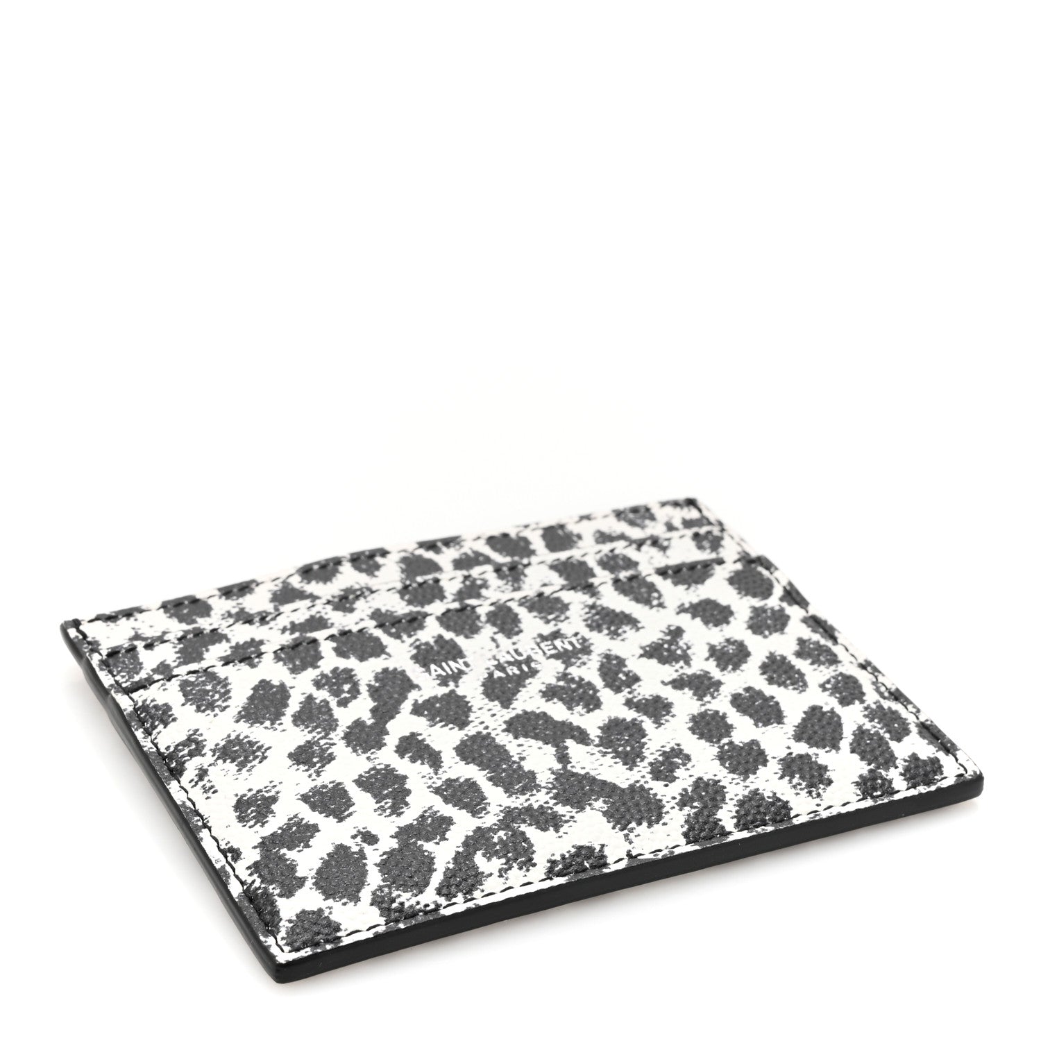 Saint Laurent Grain De Poudre Baby Cat Print Card Case White Black 4 of 9