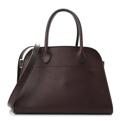 The Row Polished Saddle Calfskin Soft Margaux 10 Bag Dark Brown 1 of 10