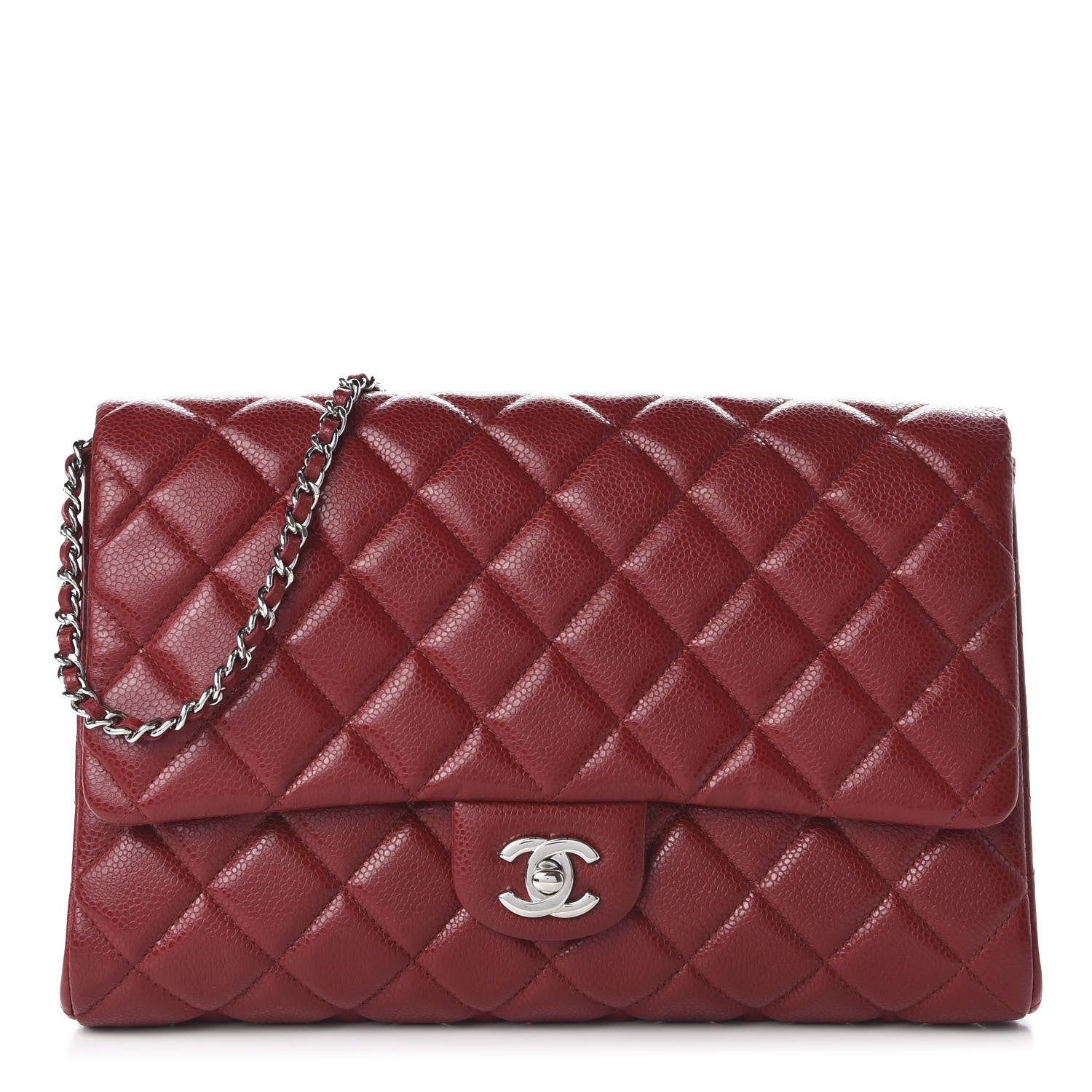 Chanel Caviar Quilted Clutch With Chain Flap Red 1 of 11