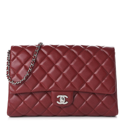 Chanel Caviar Quilted Clutch With Chain Flap Red 1 of 11
