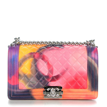 Chanel Printed Lambskin Quilted Medium Flower Power Boy Flap 1 of 7