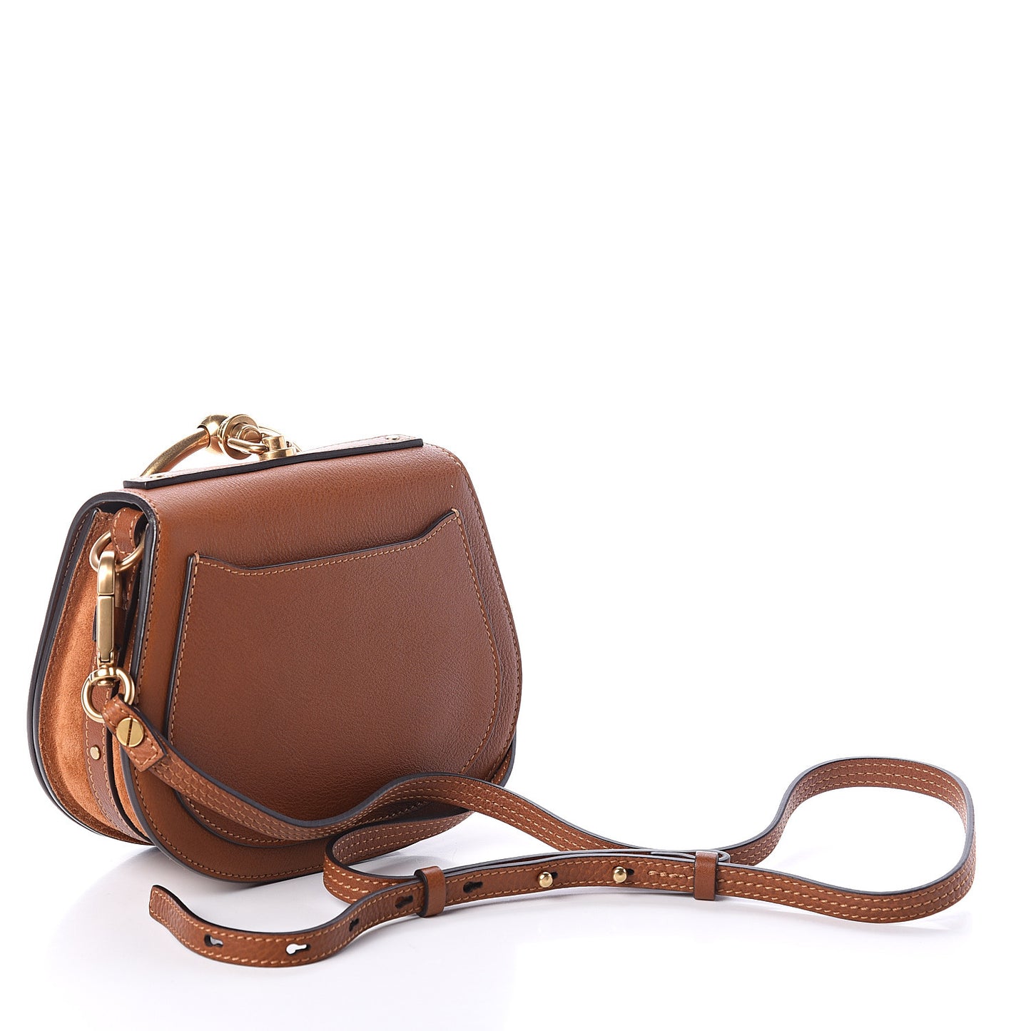 Calfskin Suede Small Nile Bracelet Bag Caramel