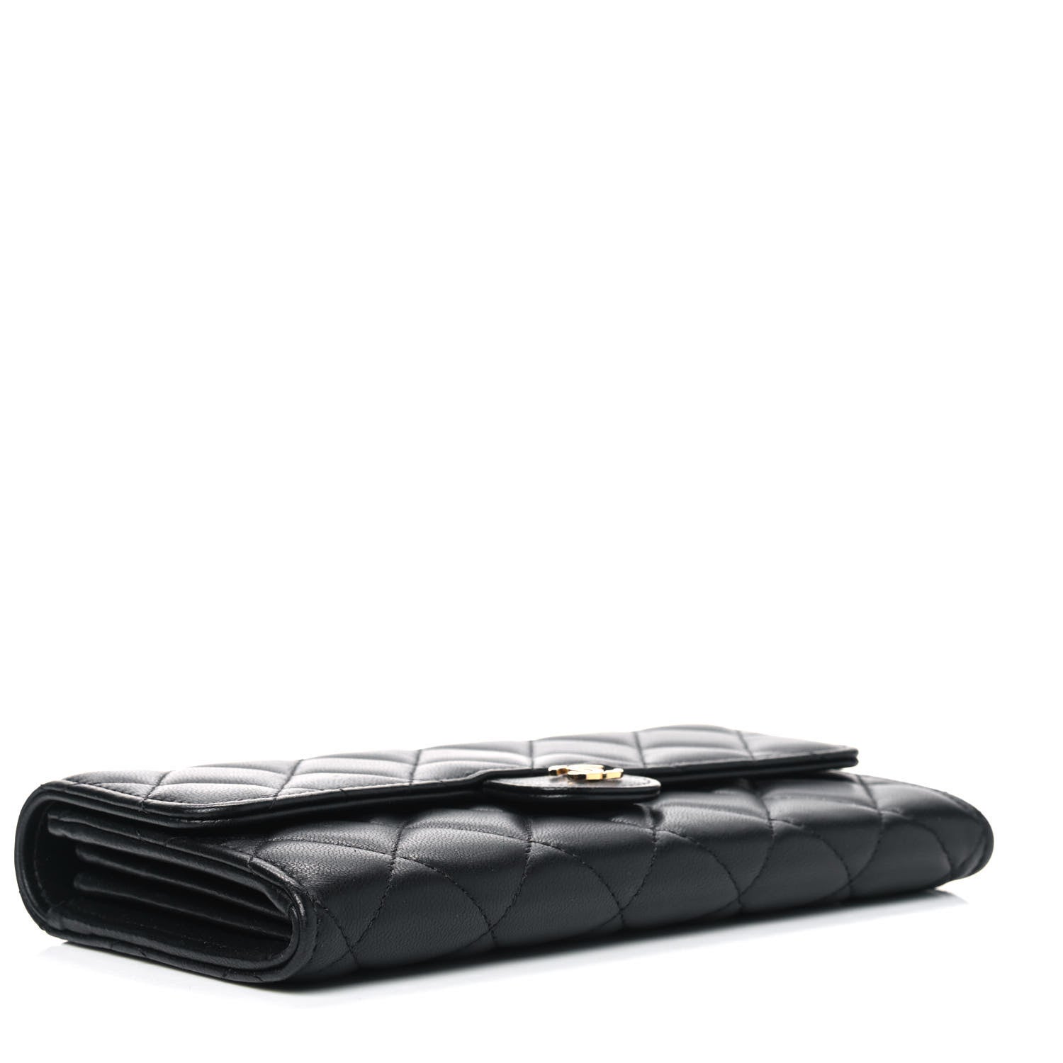 Chanel Lambskin Quilted Large Gusset Flap Wallet Black 3 of 4