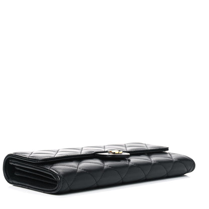 Chanel Lambskin Quilted Large Gusset Flap Wallet Black 3 of 4