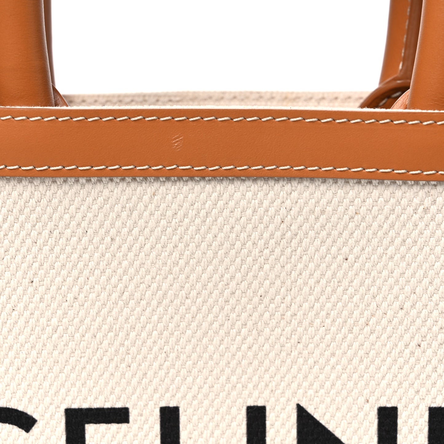 Canvas Calfskin Mini Vertical Cabas Natural Tan