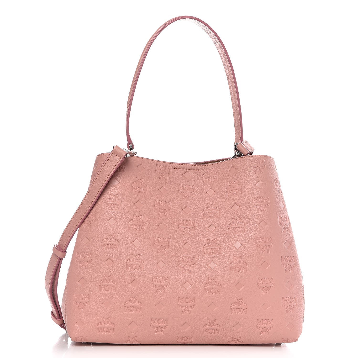 MCM Calfskin Ottomar Monogram Sarah Medium Hobo Pink Blush 1 of 7