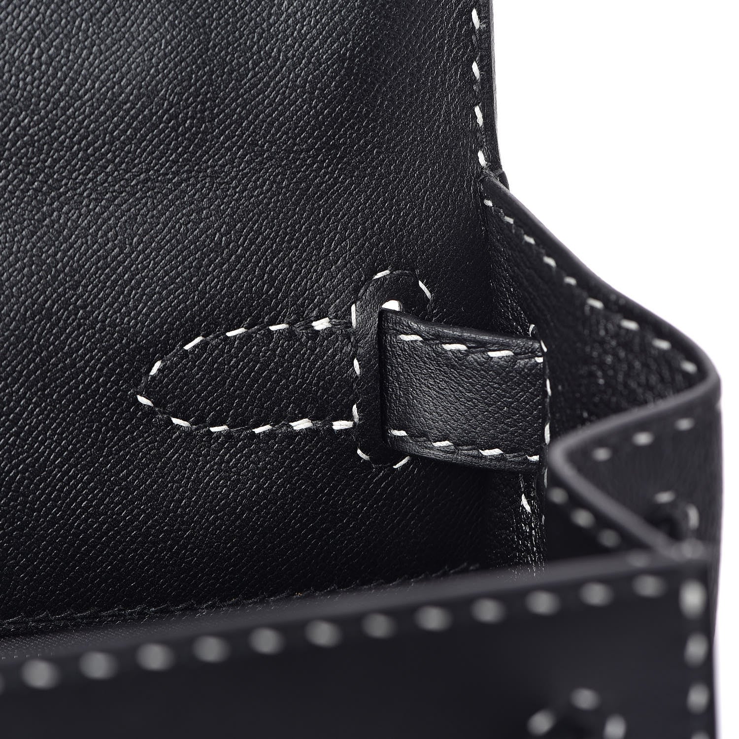Hermes Grained Monsieur Un Point Sur Deux Kelly Sellier 28 Black 29 of 36