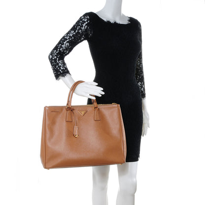 Prada Saffiano Lux Extra Large Galleria Double Zip Tote Caramel 2 of 10