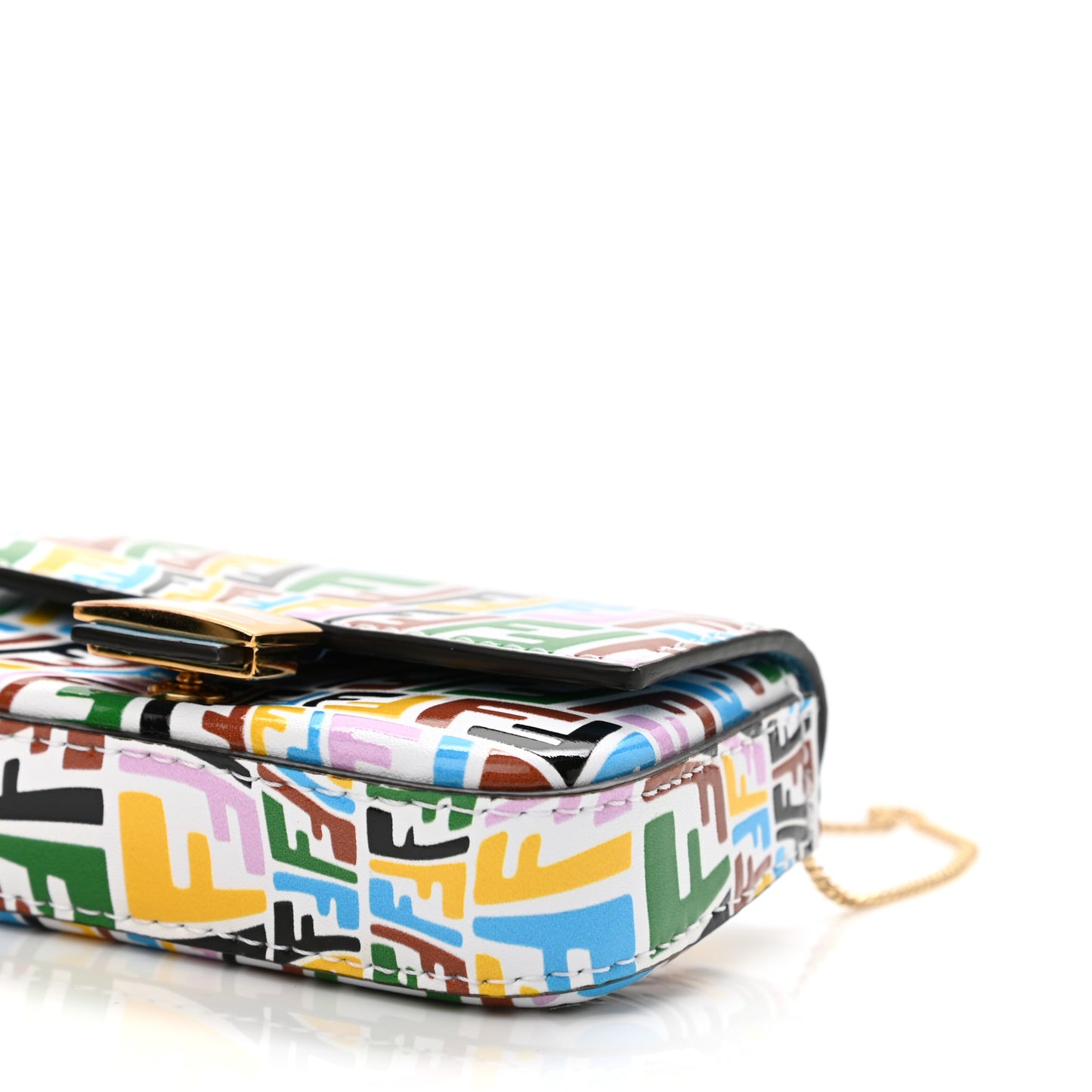 X SARAH COLEMAN Vitello Liberty Ceylon Micro FF Fish Eye Embossed Nano Baguette Charm Multicolor Cyber Blue